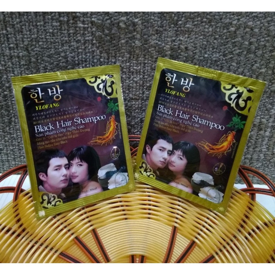 Sỉ gồm 5 Gói Dầu Gội Nhuộm Đen Tóc Black Hair Shampoo của Hàn Quốc