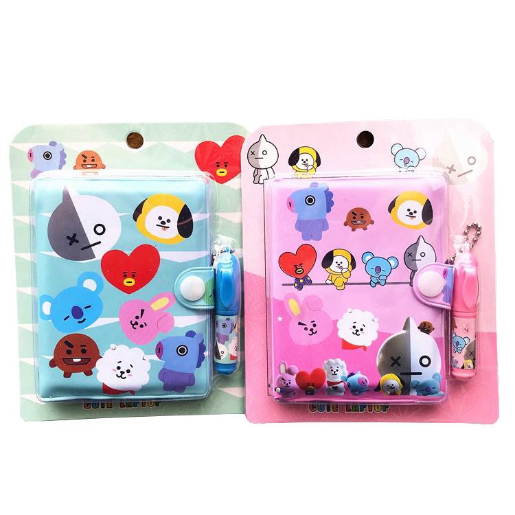 Sổ Tay Khổ A7 In Họa Tiết Bts Bt21 Kèm Bút Xinh Xắn