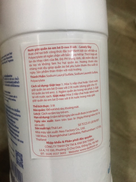 [XẢ KHO] Nước giặt quần áo em bé Dnee 3000ml Xanh/Tím/Hồng/Trắng/Xanh lá
