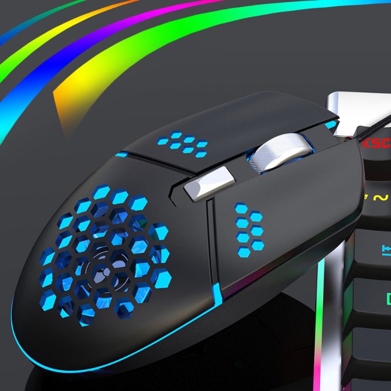 2000DPI RGB LED Gaming Wired USB Mouse Fan Lightweight Honeycomb Hollow-out Mice