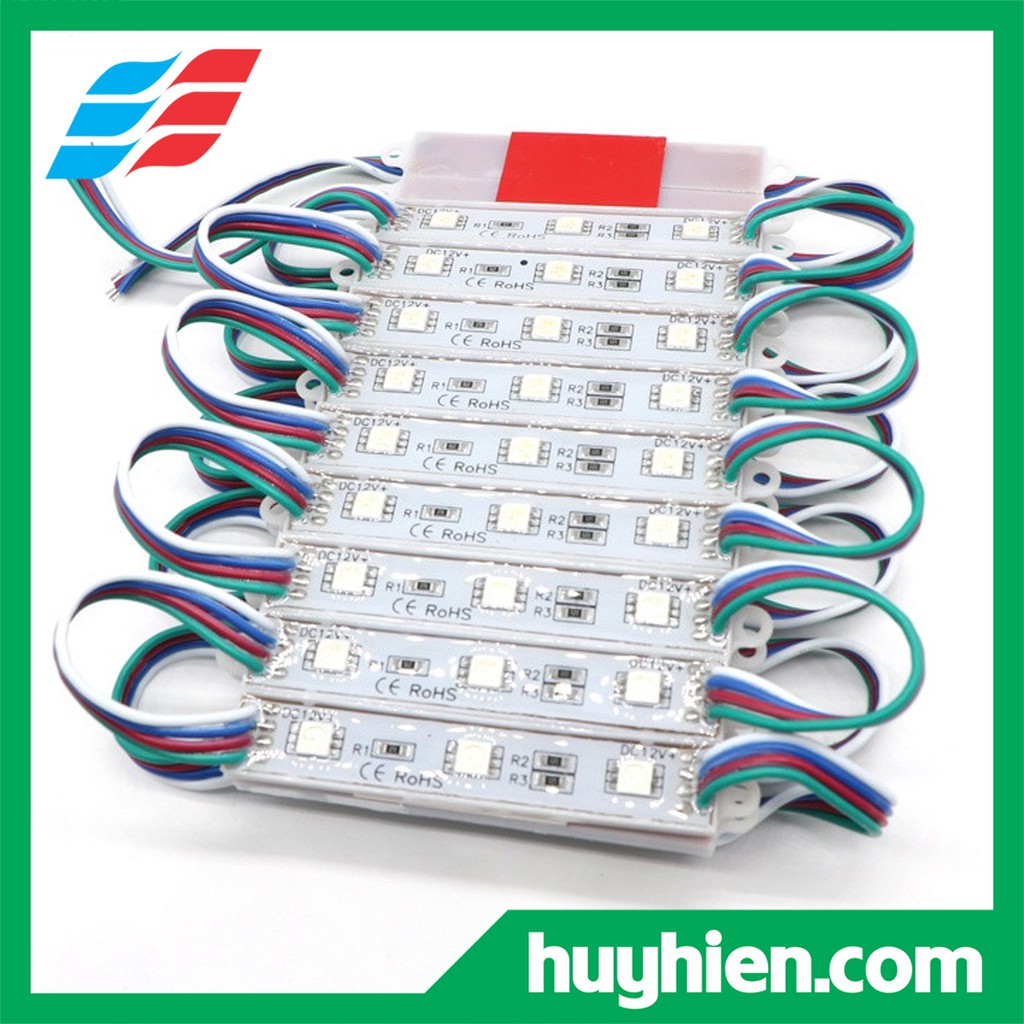 Led hắt 3 bóng 7 màu rgb kích thước 7512 IP65 và IP68 ( vỉ 20 thanh)