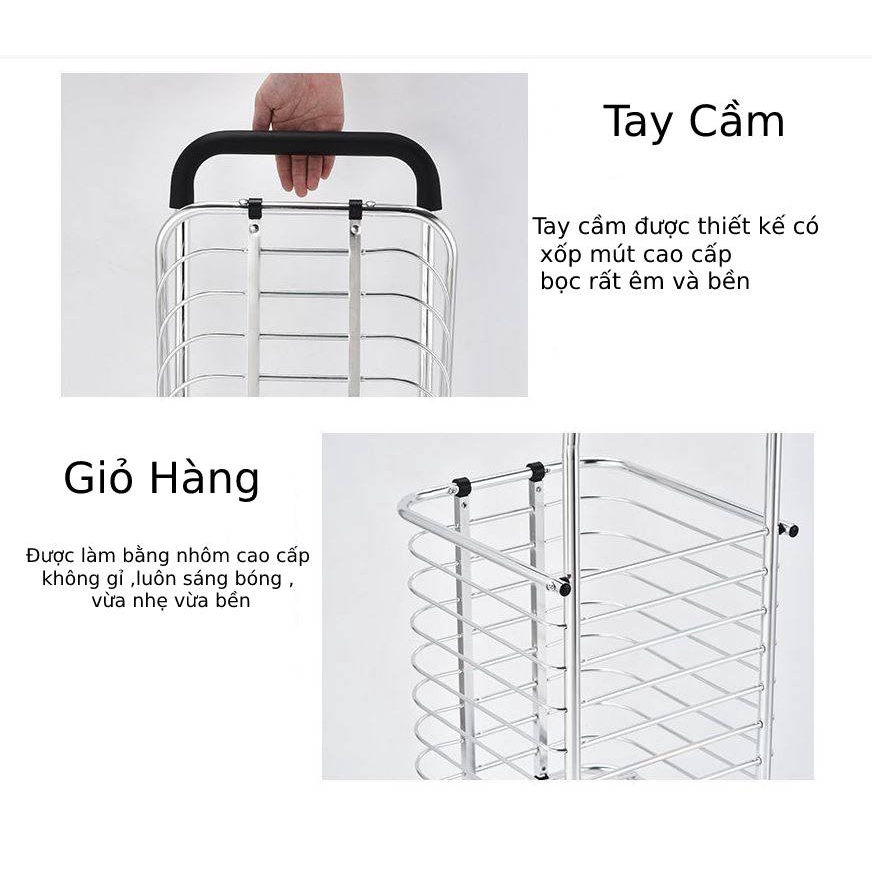 Xe Kéo Đi Chợ, Đi Siêu Thị Có Giỏ Hàng 🤓 FREESHIP 🤓 - Xe Kéo Hàng Gấp Gọn XDC01