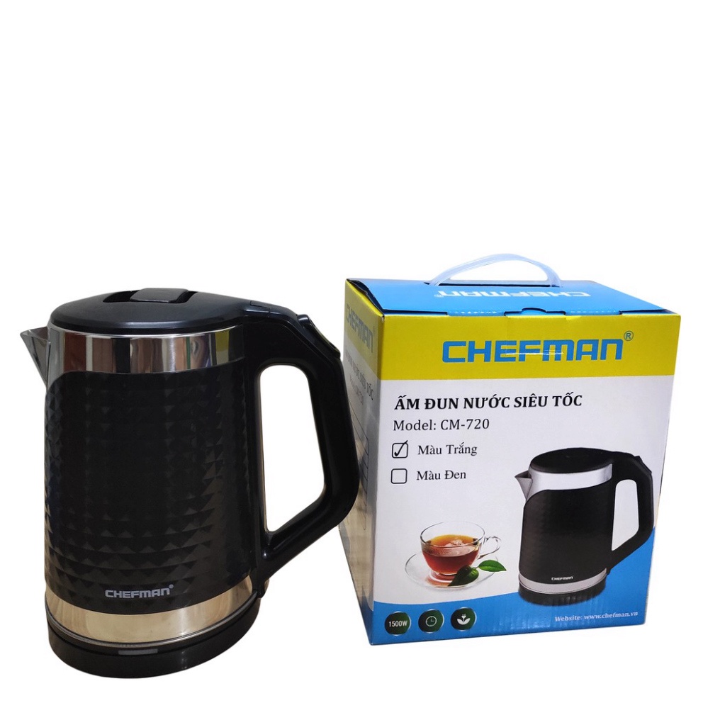 Ấm Siêu Tốc 2L Chính Hãng CHEFMAN , Cao Cấp , 2 Lớp , Bảo Hành 12 Tháng