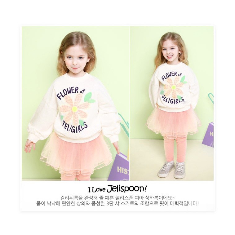 Bộ nỉ da cá áo hoa quần váy hồng Jeli bé gái BJE007