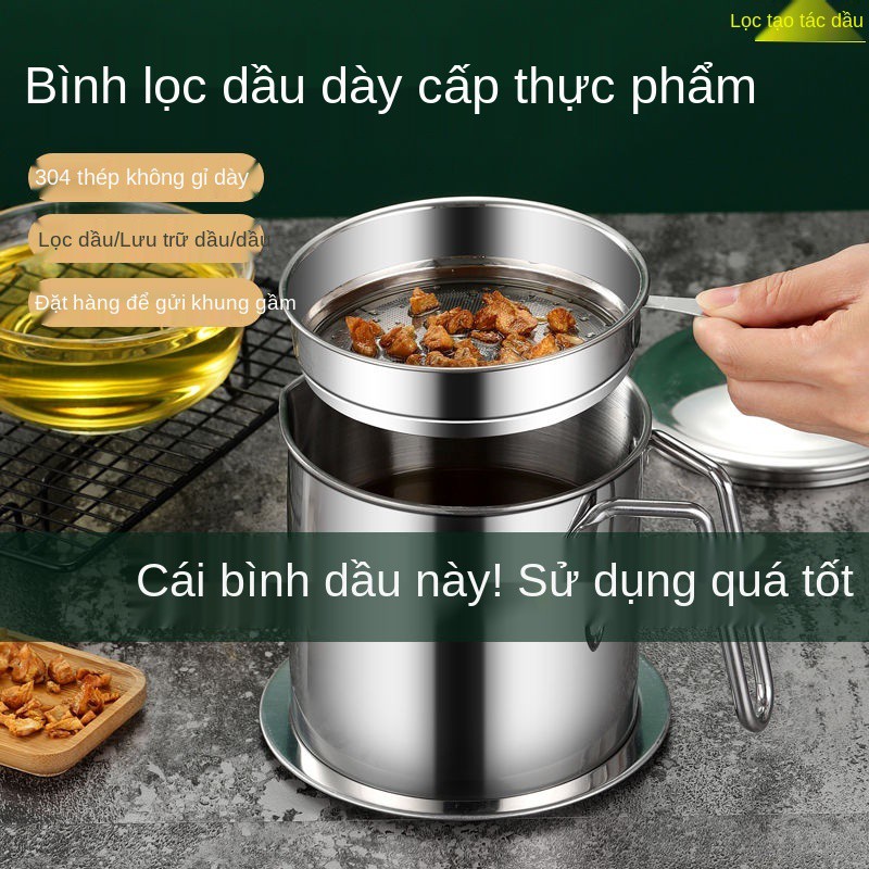 Nồi dầu inox 304 dày bộ lọc nhà bếp gia đình công suất lớn cặn lưu trữ hồi cốc