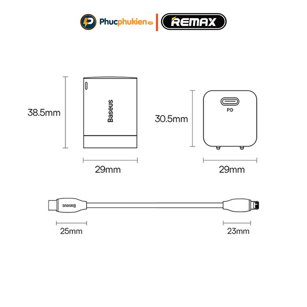Bộ sạc nhanh 20w + Dây sạc nhanh 20w chính hãng Baseus Super Si sạc đầy 50% pin chỉ trong 30p Phúc Phụ Kiện