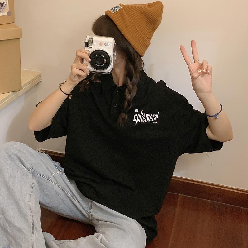 Mới Áo polo Ngắn Tay Dáng Rộng Thời Trang Hàn Quốc Dành Cho Nữ