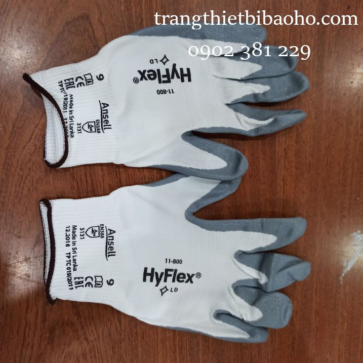 Găng tay đa dụng phủ nhựa lòng bàn tay Ansell Hyflex 11-800