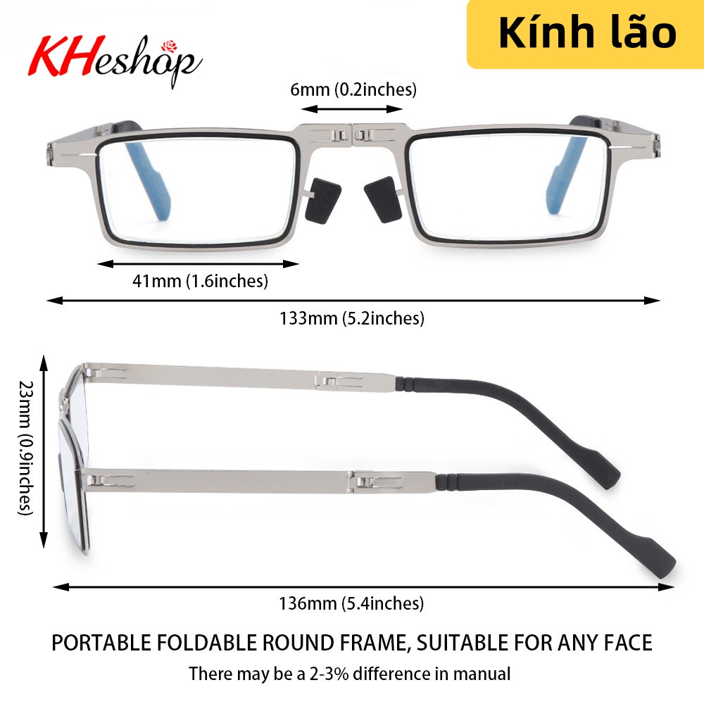 [Giảm Sốc] Kính lão- làng chống ánh sáng xanh bảo vệ mắt, Gập nhỏ gọn kèm túi Kim loại siêu nhẹ mã Y827