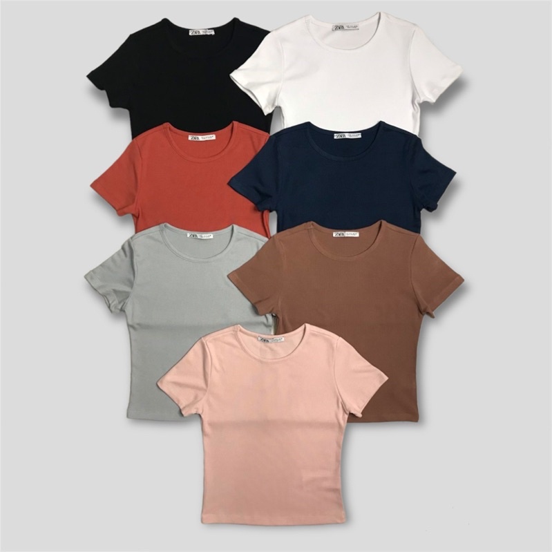 Áo Thun Gân Lụa Body Tay Ngắn - Ribbed Short Sleeve T-shirt • Storenyy