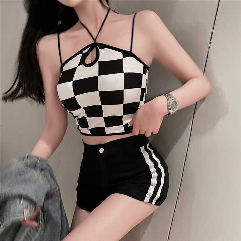 Áo 2 dây, áo yếm croptop kẻ vuông ô cờ chép cổ hot hit nữ siêu đẹp