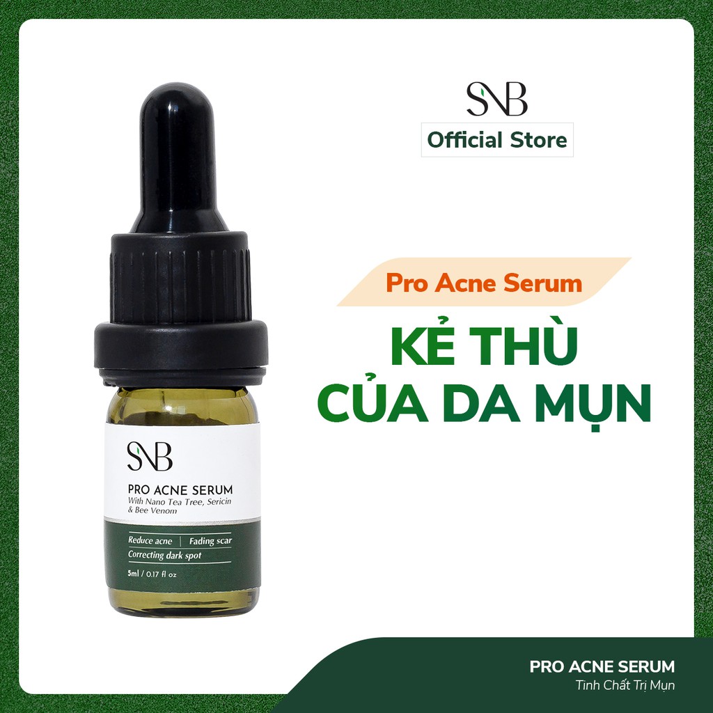 Tinh Chất Giảm Mụn PRO ACNE SERUM SNB Chiết Xuất Thiên Nhiên 5ml - Dùng Cho Mụn Bọc, Mụn Mủ, Mụn Đầu Đen, Đầu Trắng