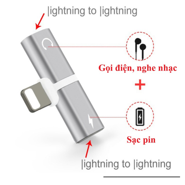 Jack chuyển đổi tai nghe chân lightning 2 trong 1 cho iphone 7 trở lên - vừa sạc vừa nghe nhạc, chơi game