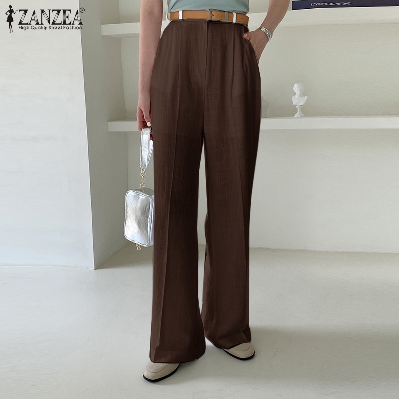 Zanzea Quần Dài Ống Rộng Lưng Thun Phong Cách Hàn Quốc Dành Cho Nữ