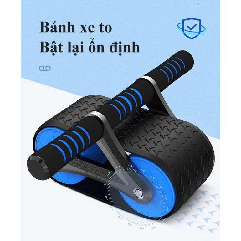 Con Lăn Tập Cơ Bụng 2 Bánh Công Nghệ Mới Có Phanh Lò Xo Trở Về + Tặng Thảm Lót Đầu Gối