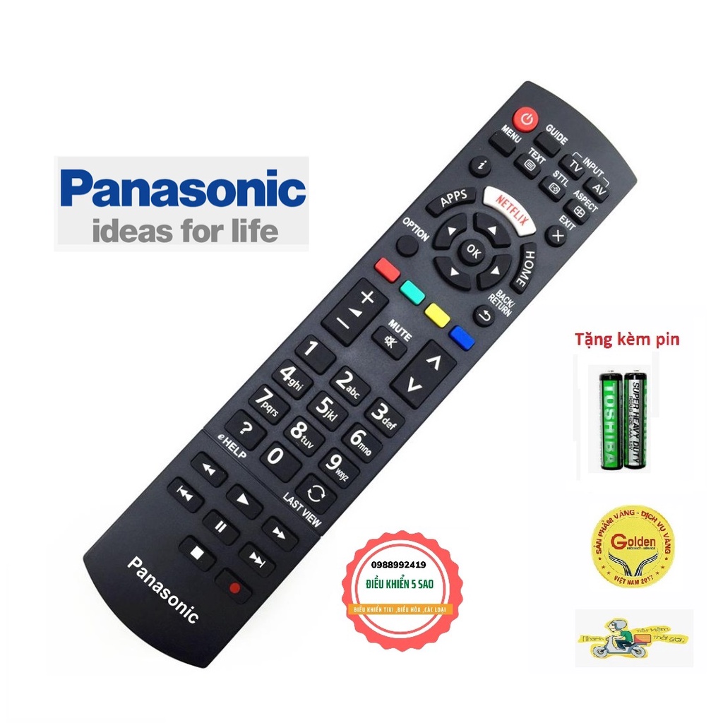 ĐIỀU KHIỂN TIVI PANASONIC L1268  SMART INTERNET CÓ NÚT NETFLIX MÀU TRẮNG chính hãng theo máy - TẶNG KÈM PIN