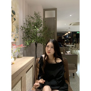 ORDER Áo sơ mi lệch vai vải lụa sang chảnh