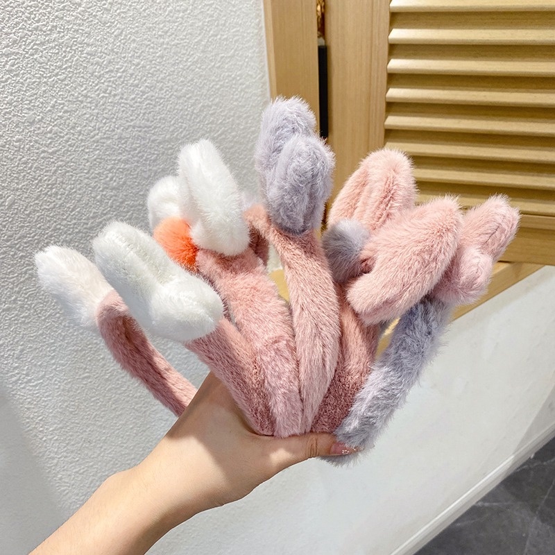 Băng đô cài tóc hình sừng hươu phối lông dễ thương chống trượt thời trang Hàn Quốc cho nữ 2021