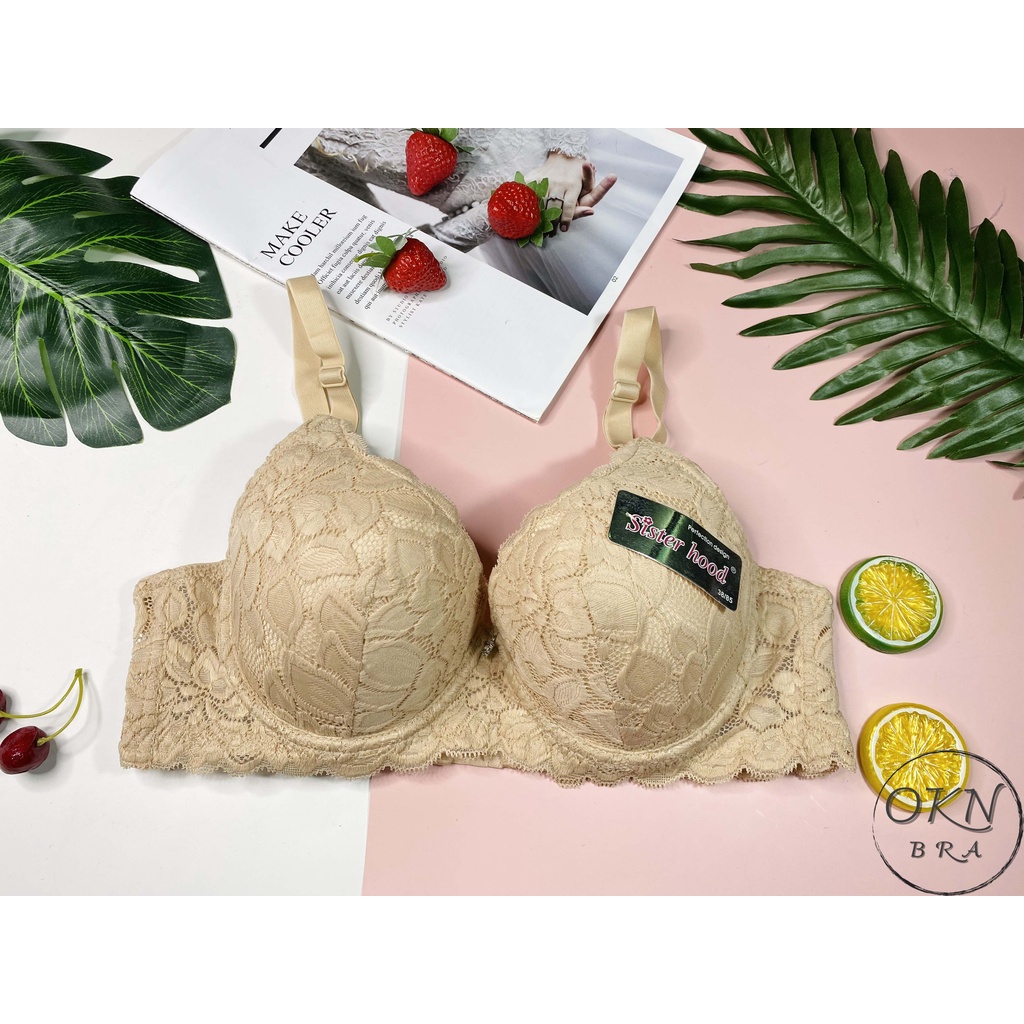 ÁO LÓT THÁI LAN BIGSIZE SISTERHOOD 2183 BẢN TO 3 MÓC, áo lót bigsize cúp C, có gọng, mút mỏng, ren mềm mịn