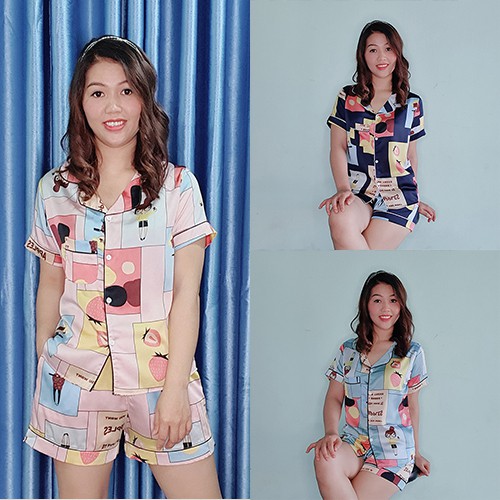 Đồ bộ pijama lụa satin cao cấp quần đùi tay ngắn - Dùng như đồ bộ nữ mặc nhà, đồ bộ đi chơi đều được - Anquachi | BigBuy360 - bigbuy360.vn