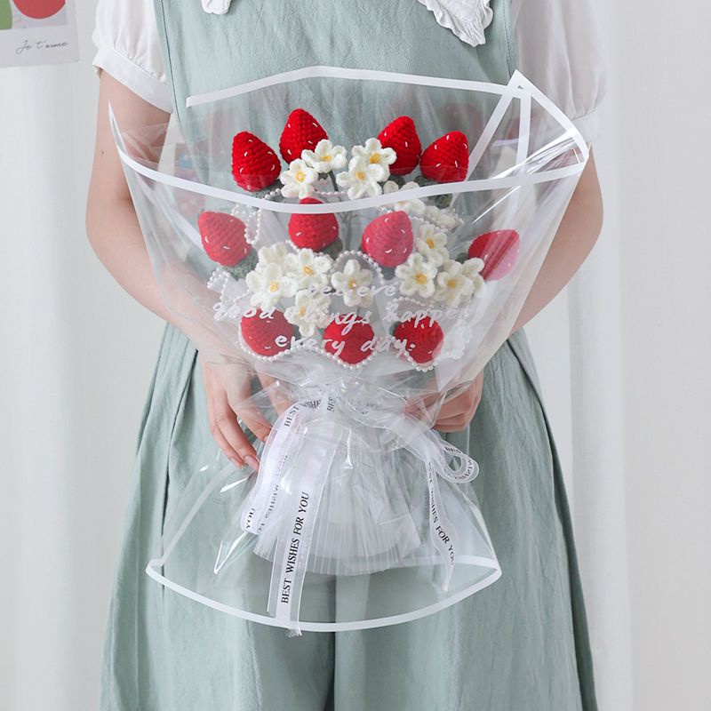 Bó Hoa Dâu Tây Đan Len Thủ Công Dùng Làm Quà Tặng Sinh Nhật#đồ handmade tự làm#hoa handmade#hoa len#hoa len móc