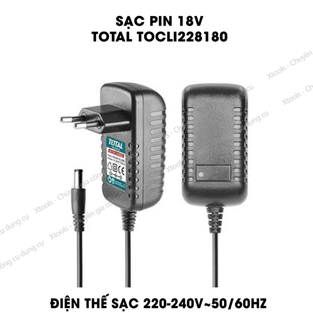 Sạc pin 18V TOTAL TOCLI228180 Sạc pin Total sạc trong 2 giờ, sử dụng cho máy khoan TDLI228180 và TIDLI228180