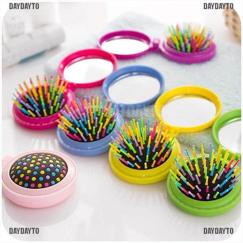 Lược Gấp Tích Hợp Gương Tiện Dụng Mang Theo Du Lịch