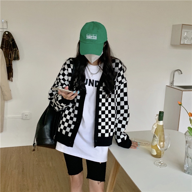 Áo Khoác Cardigan Dệt Kim Tay Dài Dáng Rộng Phong Cách Retro Hàn Quốc Đơn Giản Cho Nữ