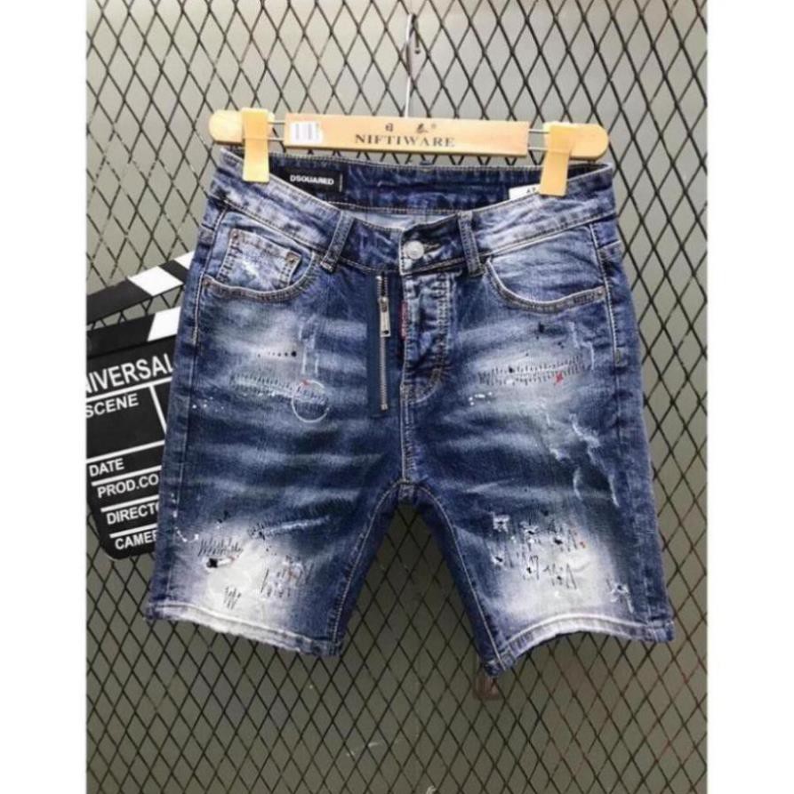 Quần short jean nam, quần bò nam ngắn, quần lửng nam, quần sọt nam màu xanh rách vẫy sơn đẹp 2021 QJNA0004  ༷ 😘 ་ ་ ་