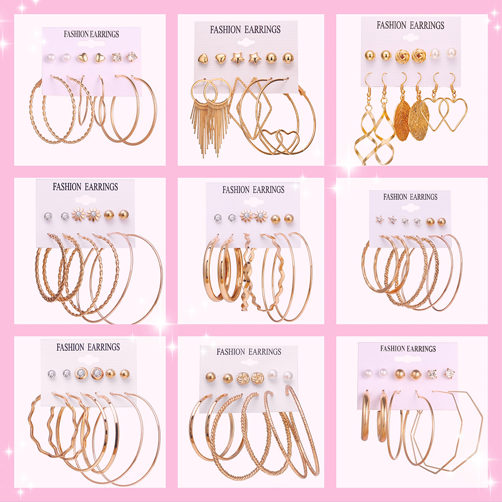 Set khuyên tai AY dạng xỏ tua rua trái tim ngọc trai nhân tạo nhiều màu sắc thời trang cho nữ