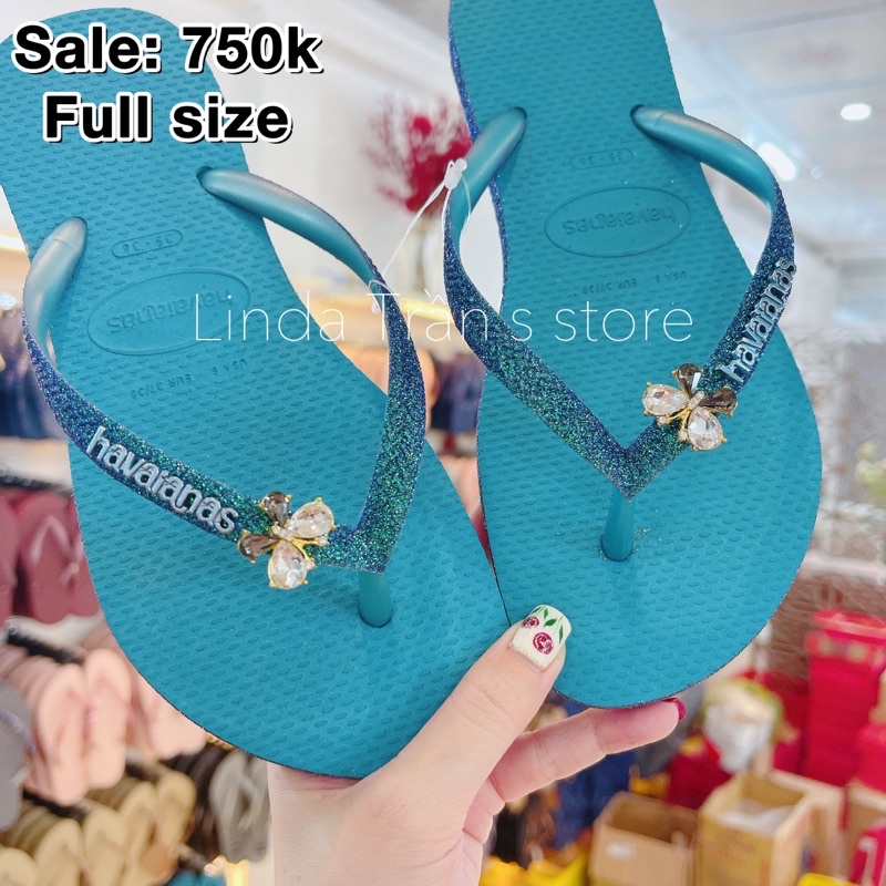 dép HVN kim tuyến viền mix charm nhỏ