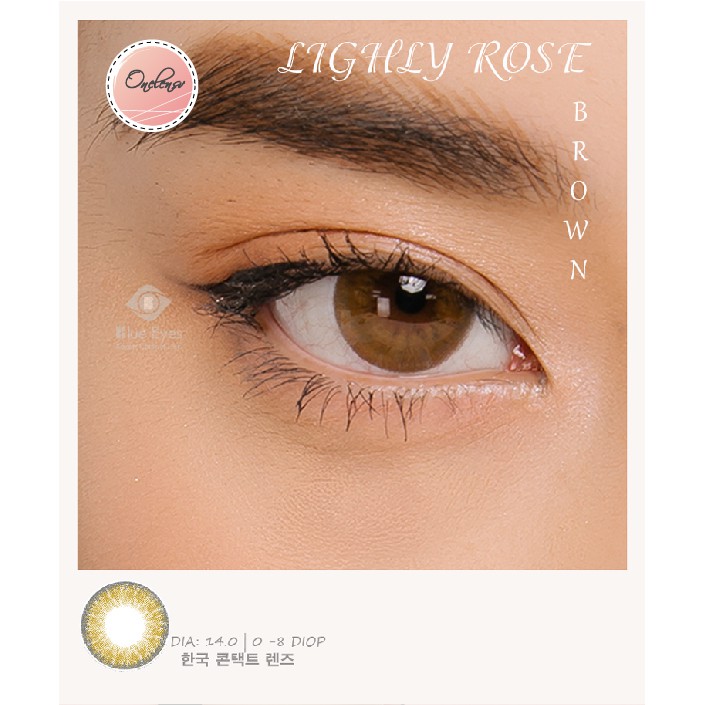 Combo Lens + Ngâm + Nhỏ + Hộp đựng - Lens Nâu Nhạt không viền - Lens đeo 12 tiếng - Lyghly Rose Brown