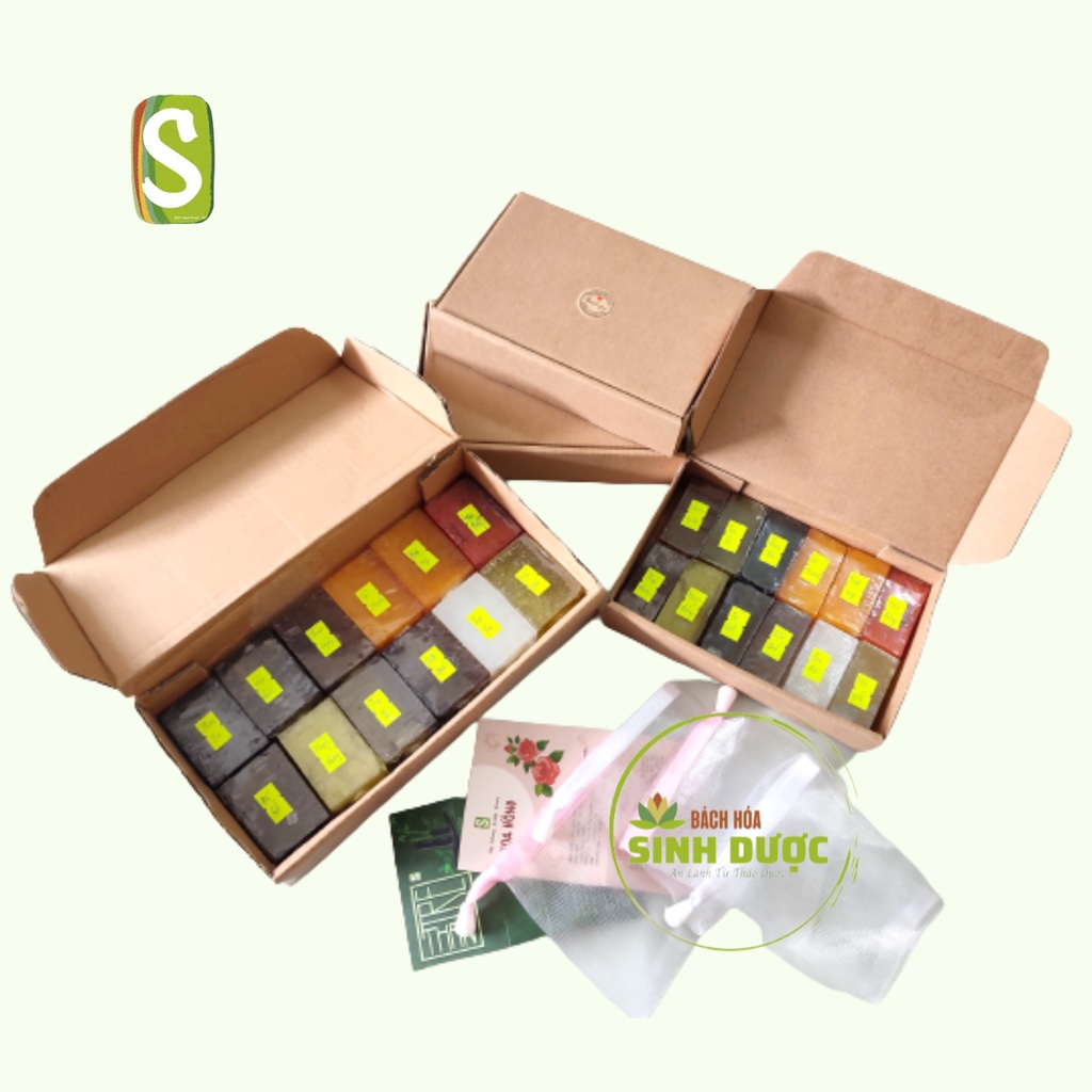 COMBO Trải Nghiệm Đủ 12 Mùi Xà Bông HTX Sinh Dược " Khám Phá Đủ Hương" Tặng kèm  túi lưới