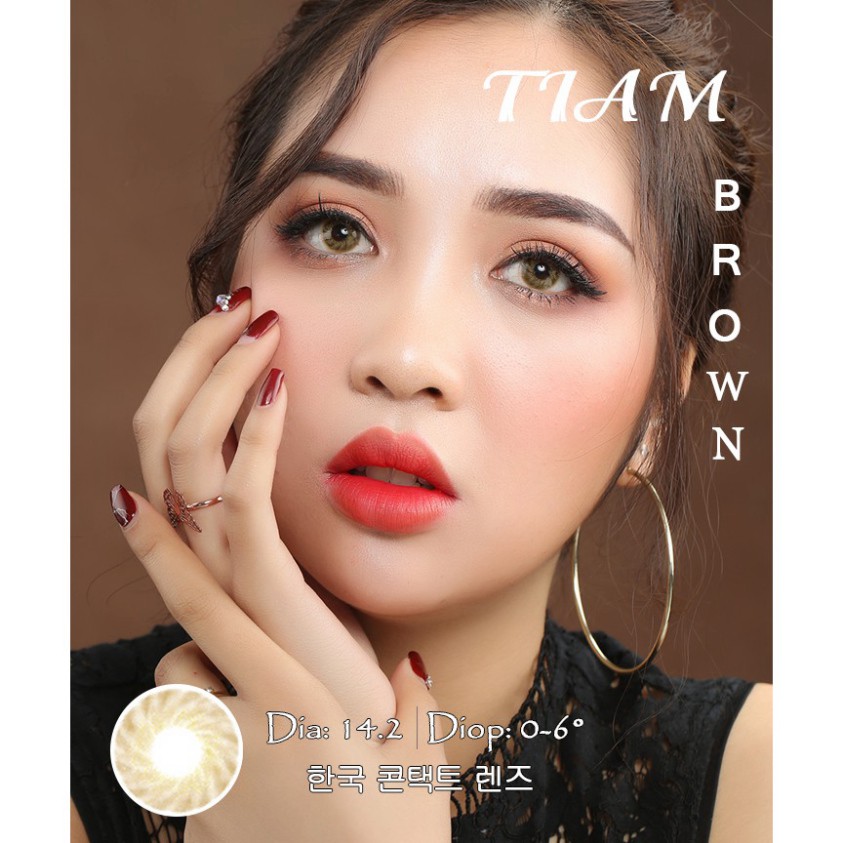 [CAM KẾT CHÍNH HÃNG] <Lens nâu vàng sáng> Kính áp tròng Hàn Quốc BLUE EYES TIAM BROWN - Lens cận thời trang