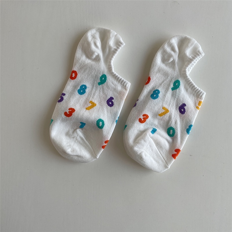Vớ cotton chống trượt thoáng khí họa tiết số vui nhộn thời trang mùa hè cho nữ