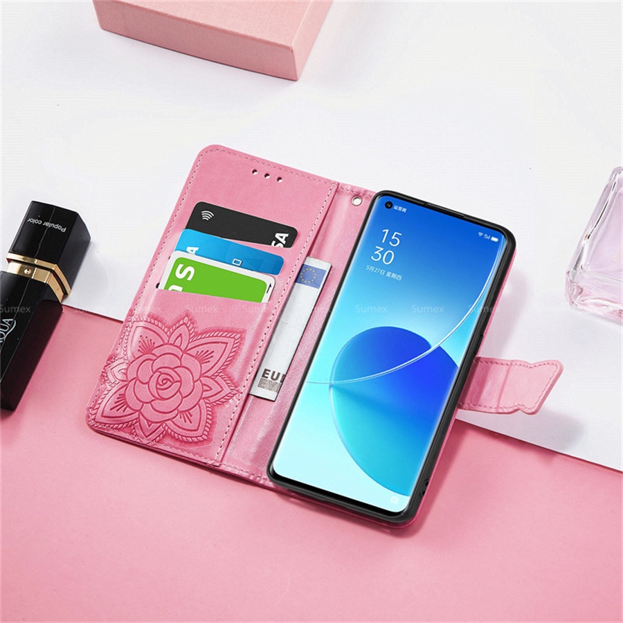 Bao da điện thoại nắp lật có ngăn đựng thẻ chống sốc cho OPPO Reno 6 6Z 6Pro 6 Z 6Z Pro 6Pro 5G 6 CPH2251