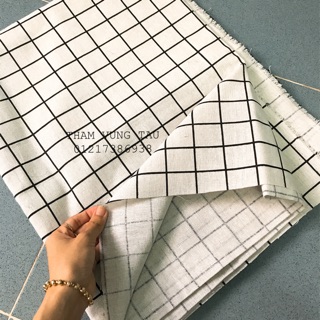 Thảm vãn canvas caro [đen]
