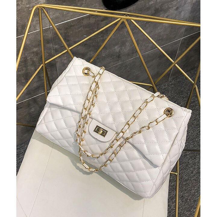 Túi đeo chéo nữ thời trang kết hợp đeo vai cỡ lớn big size, da pu màu đen, đỏ và trắng cao cấp, nhiều ngăn đựng vừa ipad