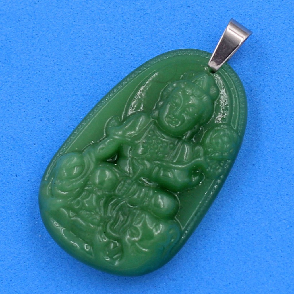 Mặt dây chuyền Phật Phổ hiền xanh 5 cm MTRTAXLN2-Hộ mệnh tuổi Thìn và Tỵ