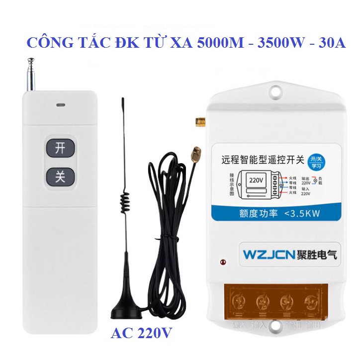 (CÓ HỌC LỆNH) Công tắc điều khiển từ xa công suất lớn 1km-3km-5km 30A/220V dùng cho máy bơm, bình nóng lạnh