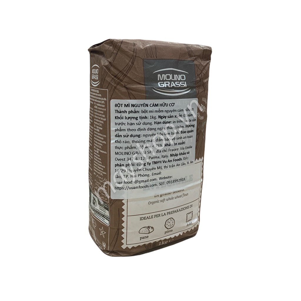 Bột mì nguyên cám hữu cơ MOLINO GRASSI 1kg