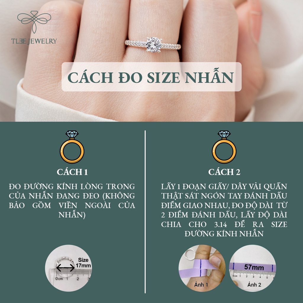 Nhẫn bạc nữ TLEE bốn chấu viền xoắn full dá bản dày cao cấp NCJ A0196