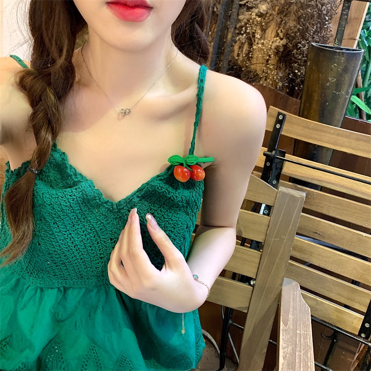 Áo Hai Dây Dệt Kim Kiểu Retro Thời Trang Mùa Hè Cho Nữ