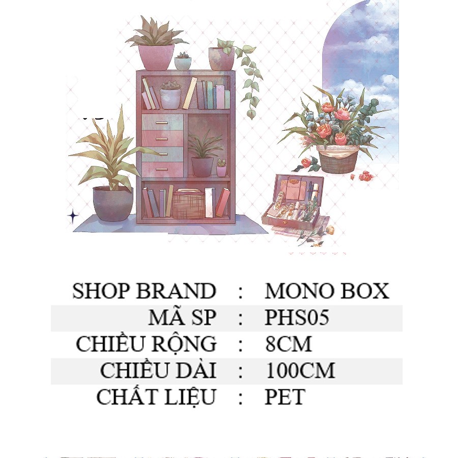 [Mã LIFE1003ALL giảm 10% đơn 50K] Washi tape phong cảnh trang trí sổ cute đẹp chiết MONO BOX PHS05