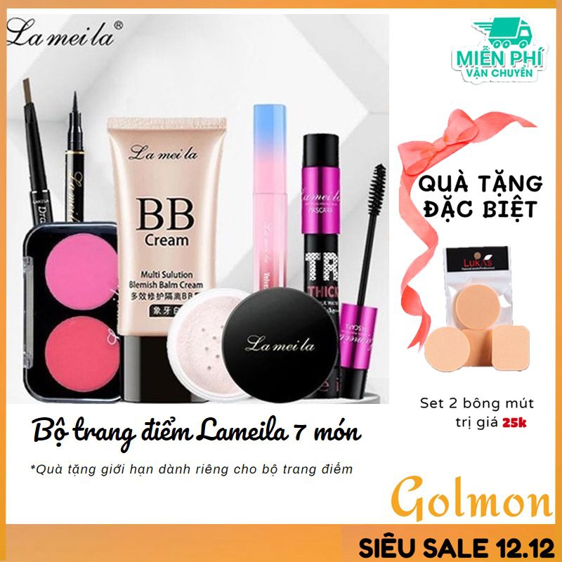 Bộ makeup nữ đầy đủ Lameila 7 món bộ trang điểm cơ bản mùa hè siêu xinh hot trend Golmon
