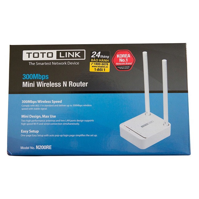 Bộ Phát Wifi Chuẩn N Tốc Độ 300Mbps TotoLink N200RE - V3 - Bảo hành chính hãng 24 tháng