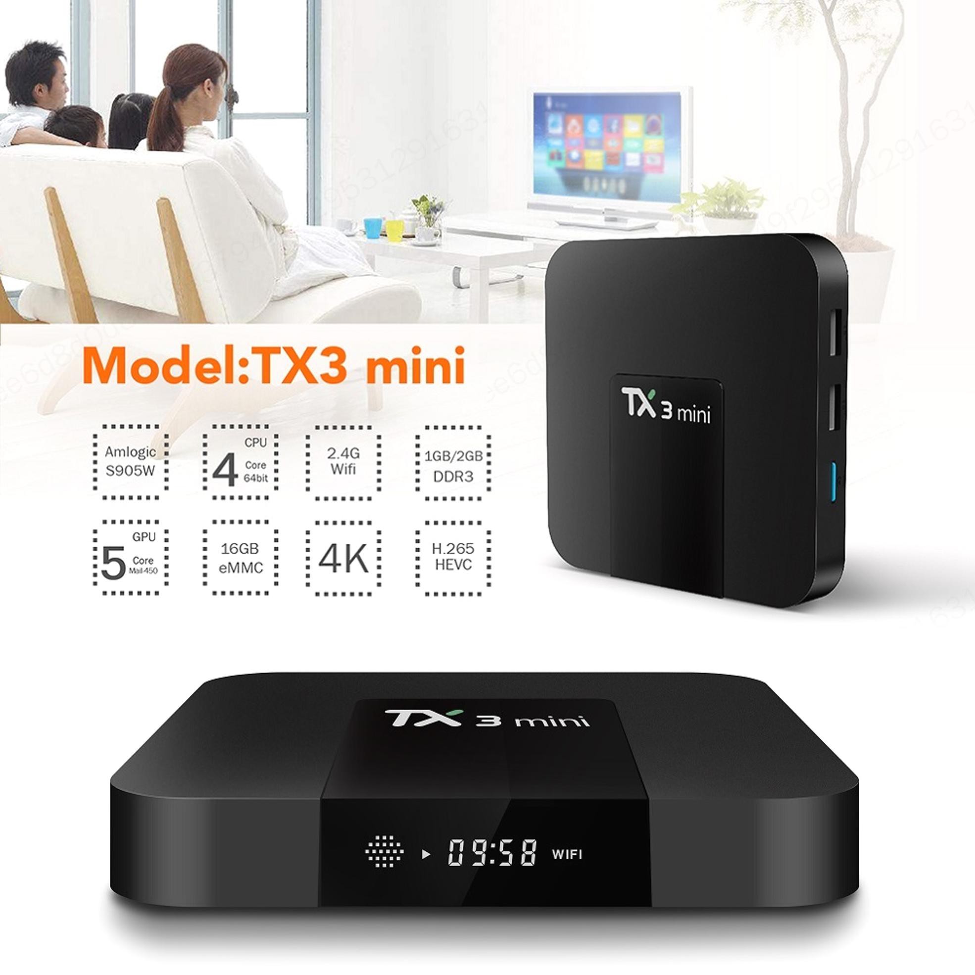 Đầu Tv Box Tx3 Mini 4k Android 6.0 Amlogic S905X Lõi Tứ Ram 1gb Emmc 8gb Và Phụ Kiện