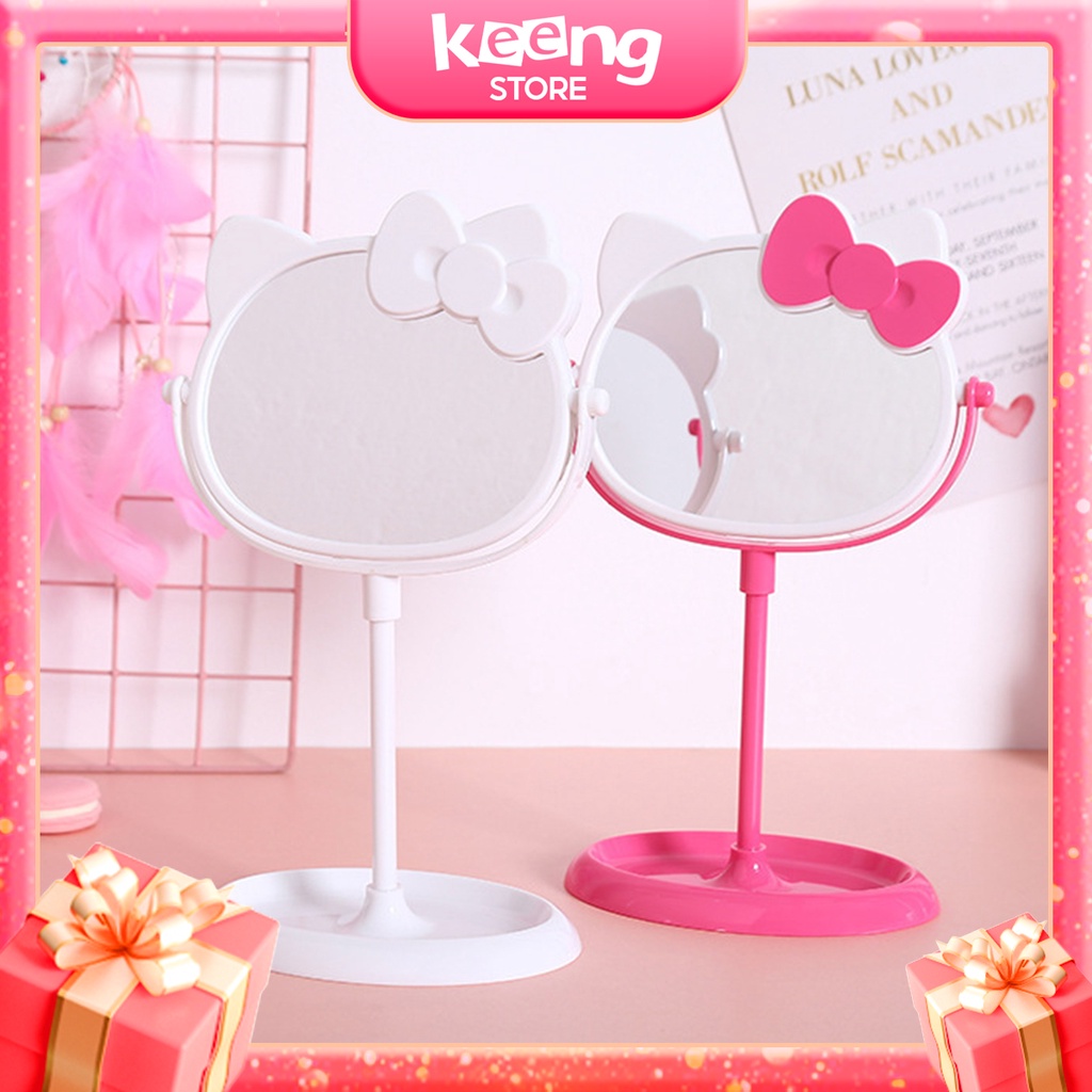 Gương đứng để bàn trang điểm hai mặt Hello Kitty siêu cute KEENGSTORE