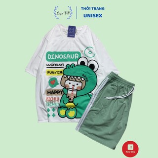 Đồ Bộ Hoạt Hình Unisex CGKL Happy Quần Đùi 3 Line – Lapi VN, Set Cartoon, Freesize, Nam Nữ Đều Mặc Được