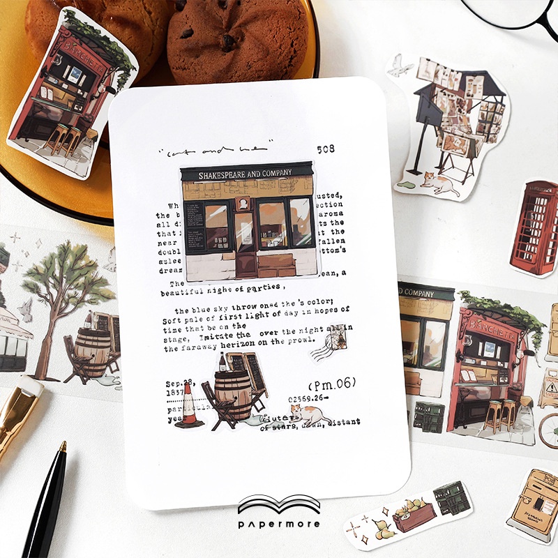 Dải sticker Tiệm cà phê nhỏ trang trí sổ tay bullet journal M798